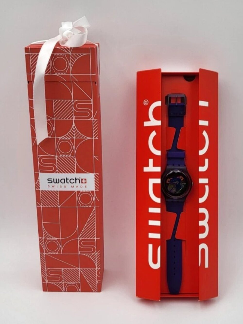 Swatch PURPLE LACQUERED SUOV100 New Gent Swiss Quartz Purple Watch 41mm